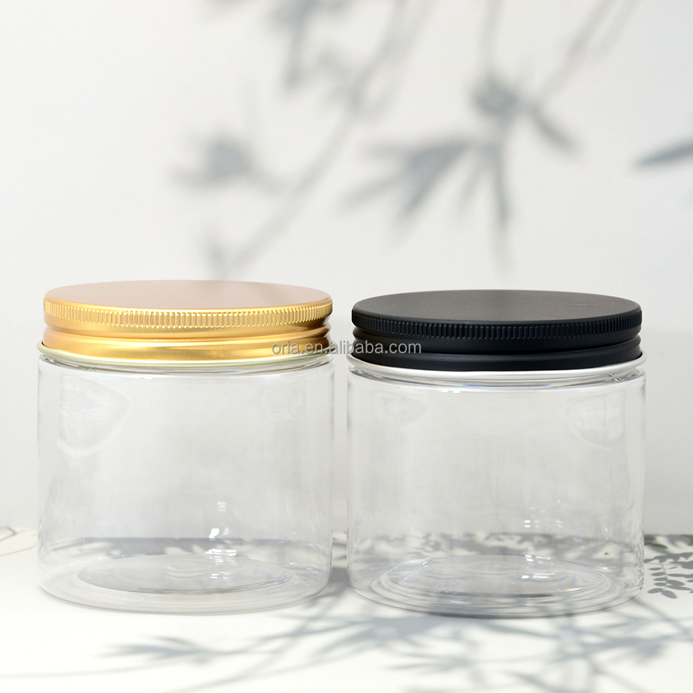 Empty 50ml 100ml 120ml 250ml 300ml 500ml 6 oz 4oz Pet amber transparent 8oz Plastic cosmetic jars for food packaging