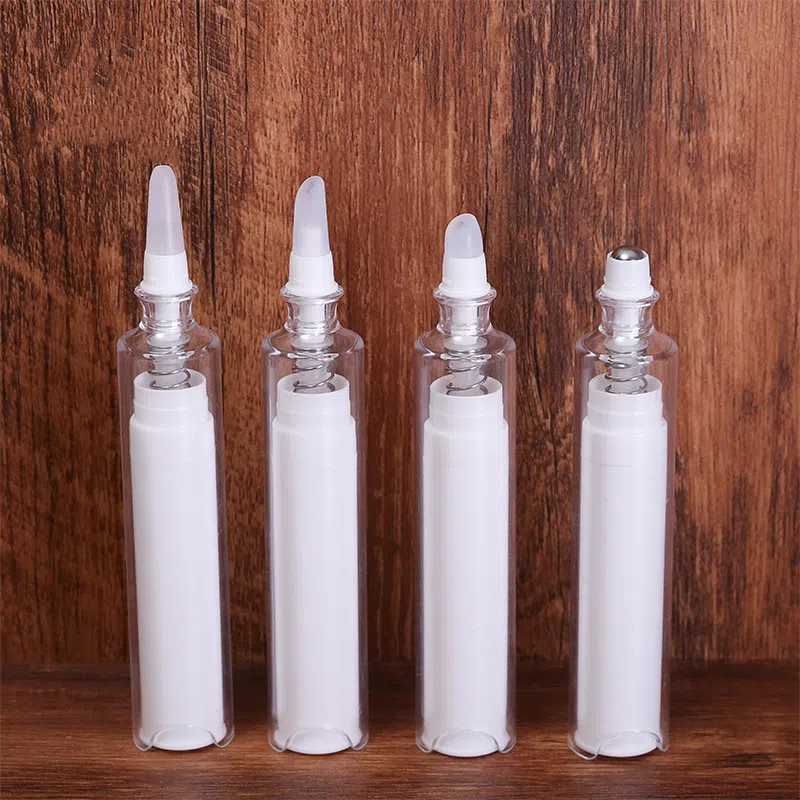Cosmetics Ampoule Bottle 5ml 10ml Eye Serum Massage Oil airless bottle lotion eye cream soft Silicone massage head applicator