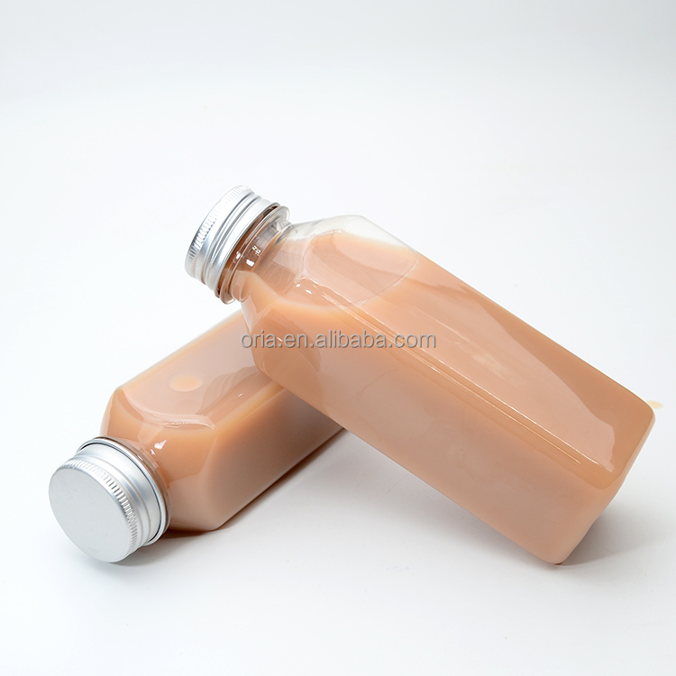 BPA Free plastic bottles for juice 250ml 500ml 8oz 16oz Transparent PET Square Round Juice Bottle With Tamper Proof Lid Cap
