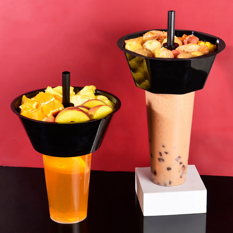 24oz Snack Bowls Milky Tea Cups Fruit Trays Popcorn Takeaway Drinking Disposable Plastic PP Injection Molded Juice Beverage Cup