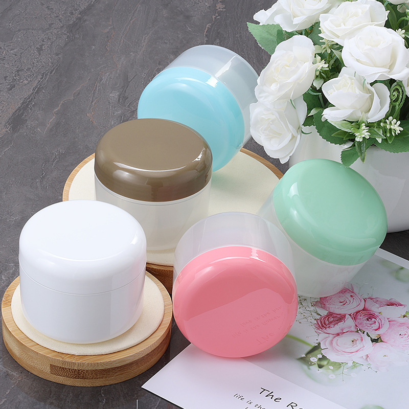 Luxury Black Plastic Jars 100g 150g 200g Round Empty Plastic Cream Jar Cosmetics Pet Face Facial Cream Body Butter Plastic Jars
