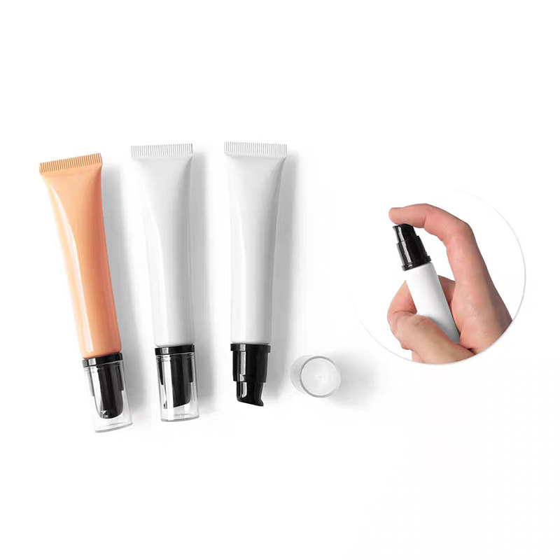 10g 15g 20g Airless Pump Tube with Ceramic Alloy Silicone Massage Head Lip Balm Gloss Serum Foundation Eye Cream Lotion Tube