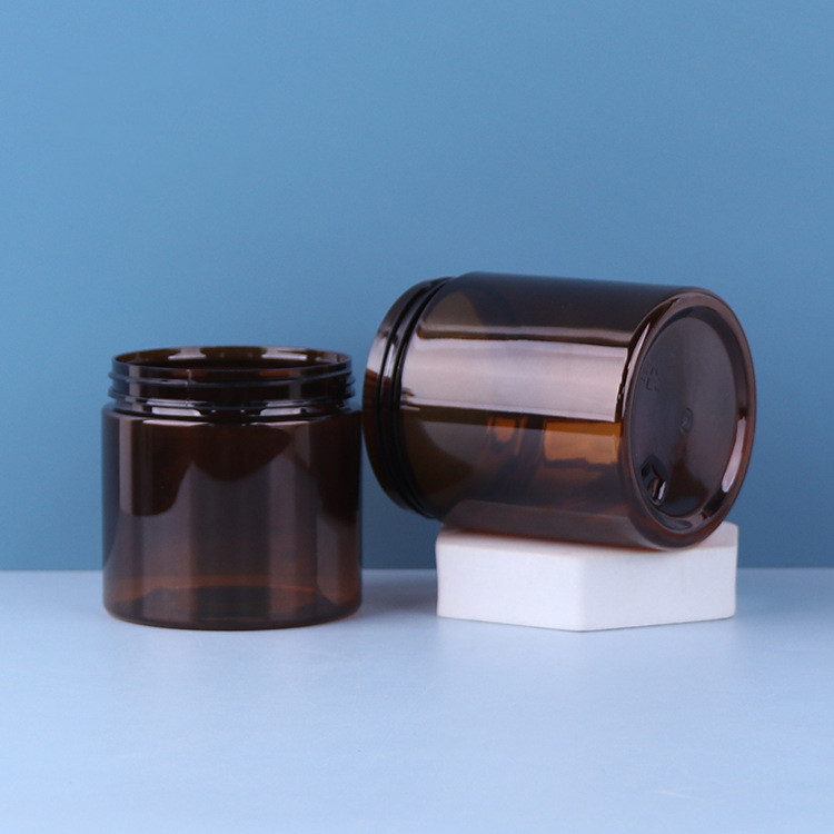 50ml 80ml 100ml 120ml 150ml 200ml 250ml 2oz 3oz 4oz 5oz 8oz Cosmetic Cream Containers Packaging Amber Plastic Jar with Black Lid