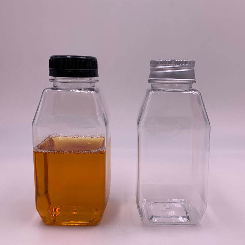 Clear PET 250ml 350 Ml 500ml 8oz 16oz Cold Brew Coffee Plastic Bottles Square Juice Beverage Smoothies Packaging Drink Container