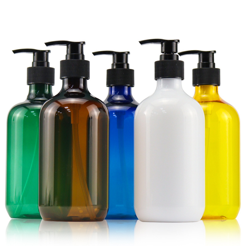 Frosted Matte Glossy 250ml 300ml 500ml lotions bottle Amber Blue Green Black PET Plastic Body Wash Bottle Press Pump Bottle