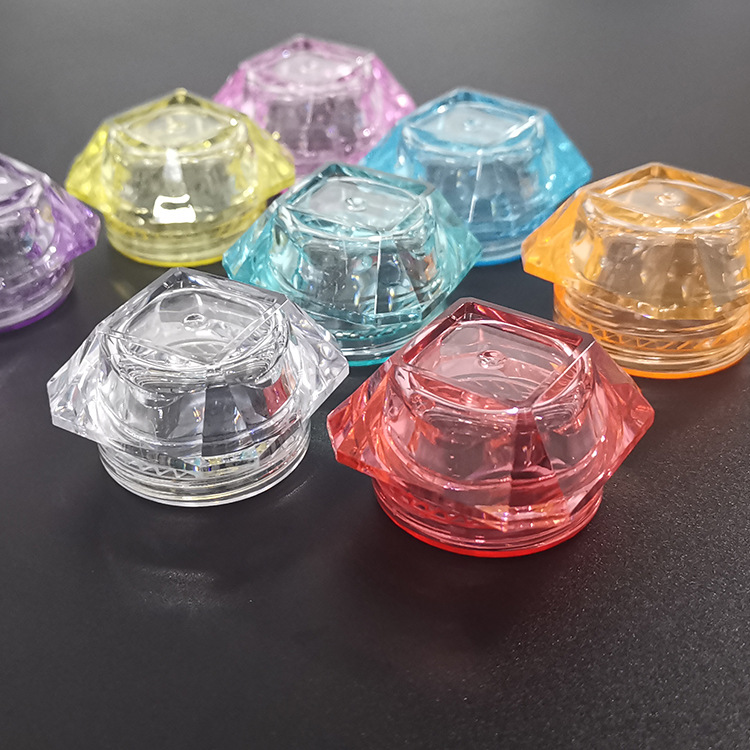 3g 5g 10g Mini Colorful Clear Unique Shape Acrylic Plastic Nail Gel Jar Cosmetic Face Eye Cream Container Lip Balm Jar