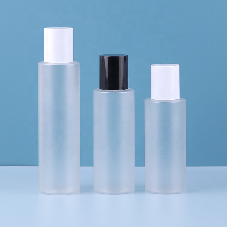 Matte Finish 8 oz Clear PET Cylinder Bottle 24-410 with Double Wall Disc Flip Top for Body Oil Bath Soaks Frosted Package Bottle