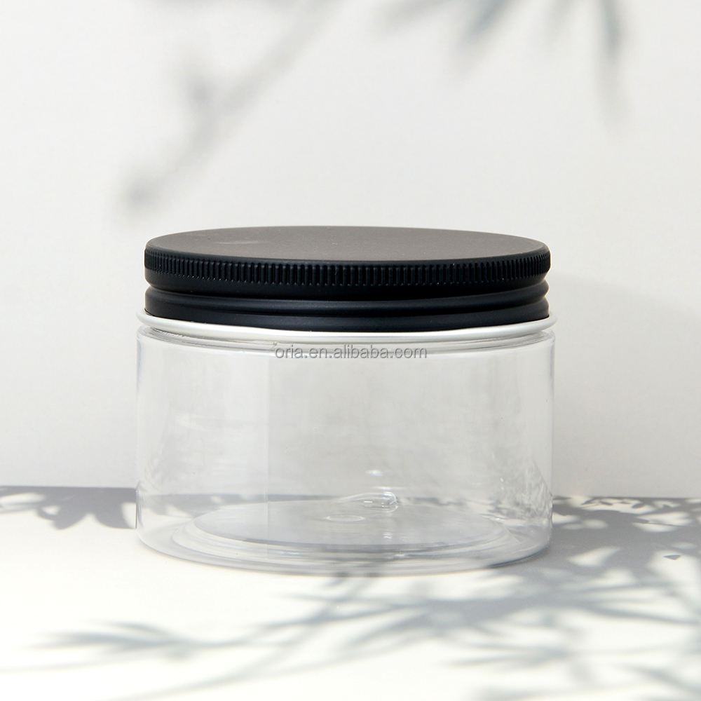 custom empty Luxury 15ml 30ml 50ml 100ml Frosted Cream cosmetic lotion serum plastic jar with black aluminum lid