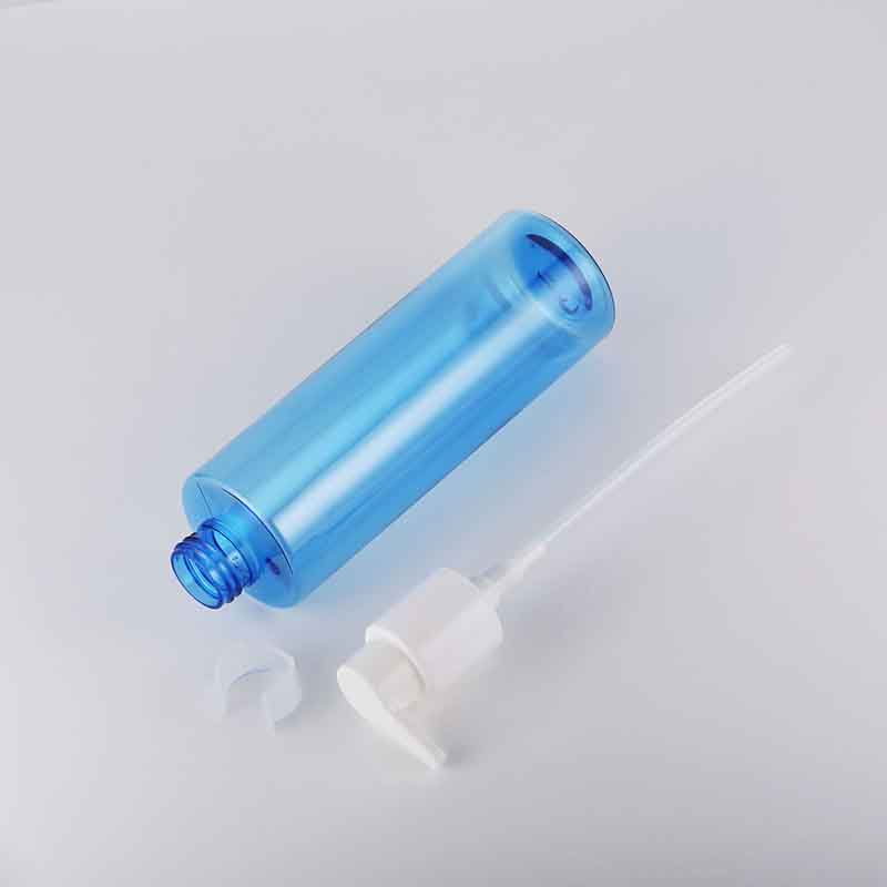 Clear Blue Bottle 200ml 250ml 300ml Cleaner Oil Cosmetic Bottle Empty Plastic PET 500ml Shampoo Lotion Pump Bottle