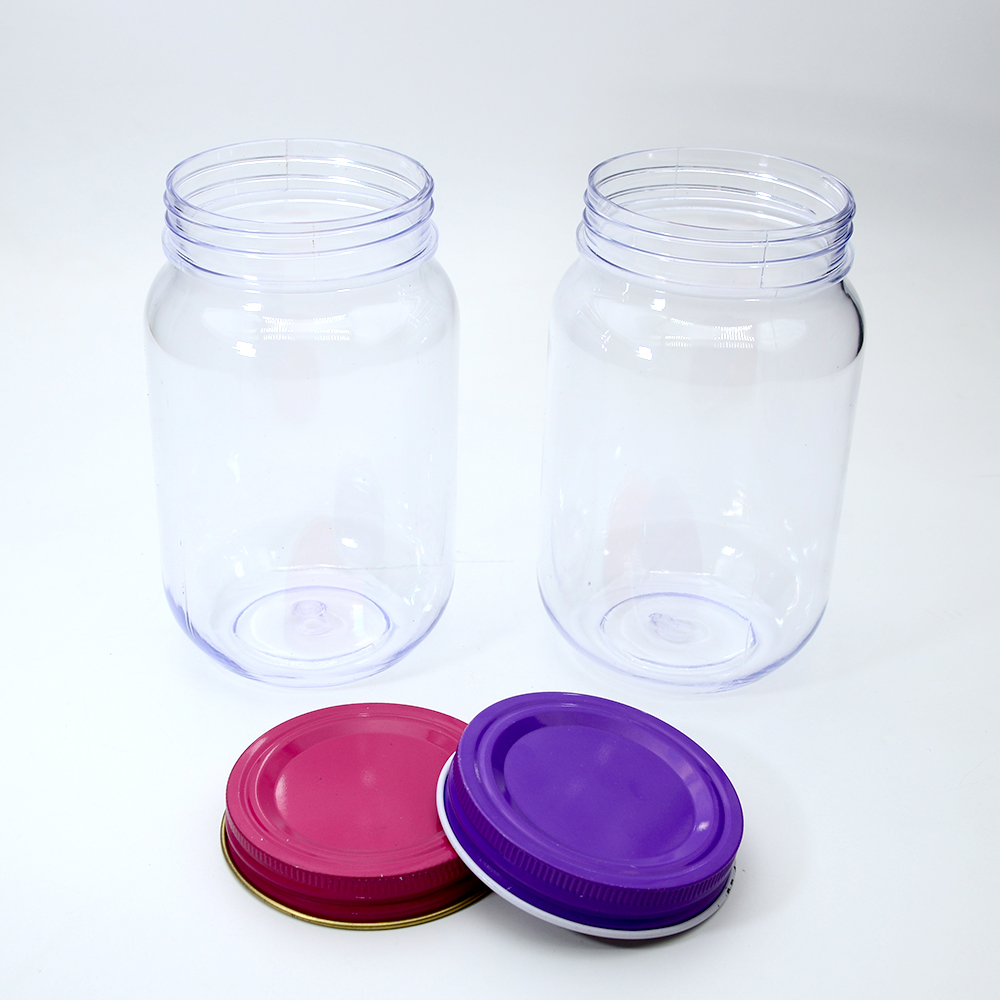 16 OZ Wide Mouth Mason Jars Plastic with Metal Airtight Lids for Meal Prep, Food Storage, Canning, Drinking, Preserving, Favors