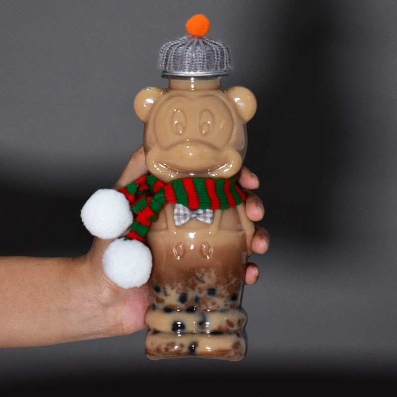 400ml Cute Water Bottle for Kids Cartoon Disposable Beverage Juice Drink Packaging Containers Boba Cup with Straw Cookie Jar