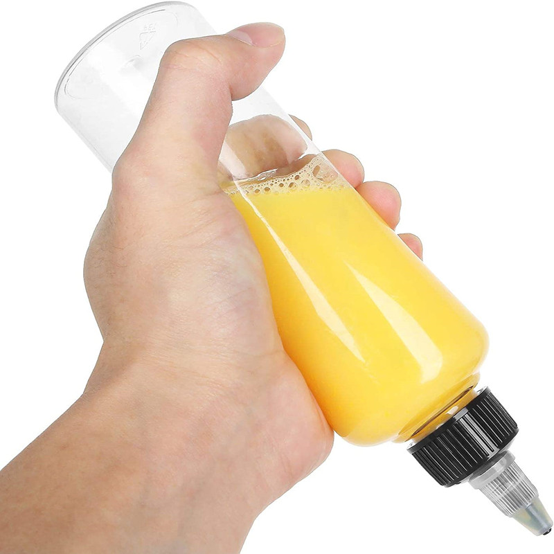 4 Oz 6oz 8oz 12oz 250ml 500ml Plastic Squeeze Sauce Squirt Condiment Bottles with Twist-on Cap Lids for Arts Hair Oil Packaging