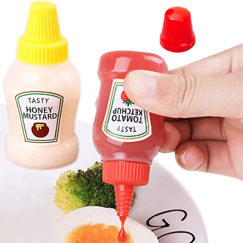 2pcs/set 25ml Mini Condiment Squeeze Bottle Small Tomato Ketchup Container Bento Accessories Bottles Mini Sauce Bottle for Kids