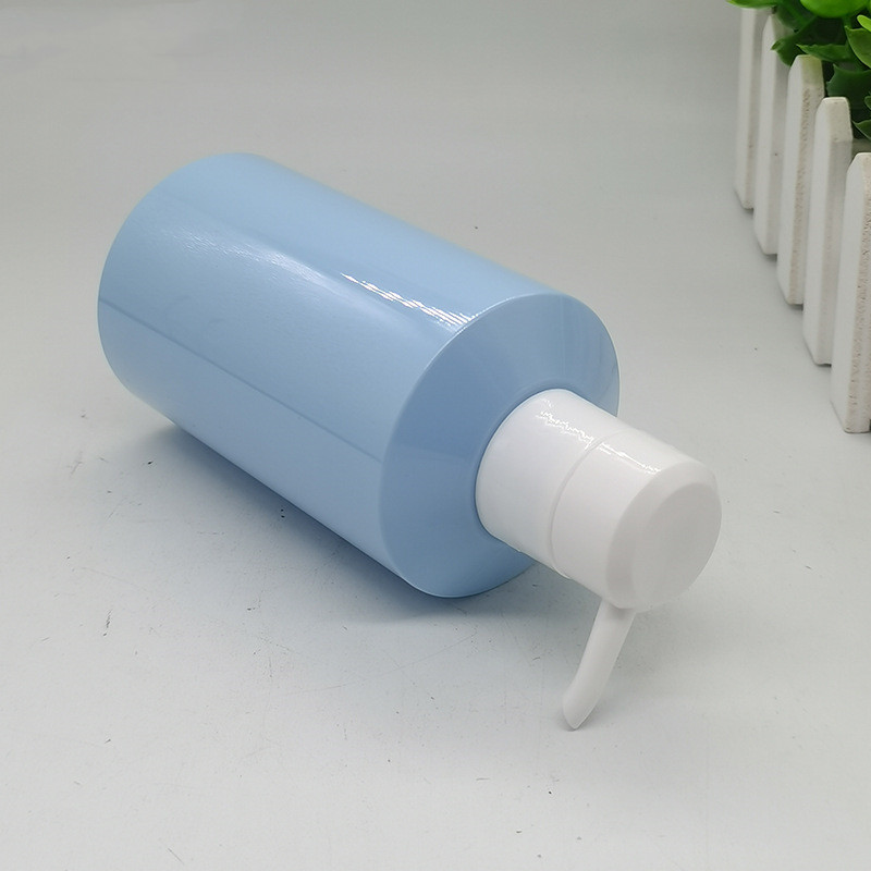 Luxury 200ml 250ml 500ml Cosmetics Blue Frosted Shampoo Bottle Dispenser Sloping Shoulder for Liquid Soap Body Wash Lotion Pump