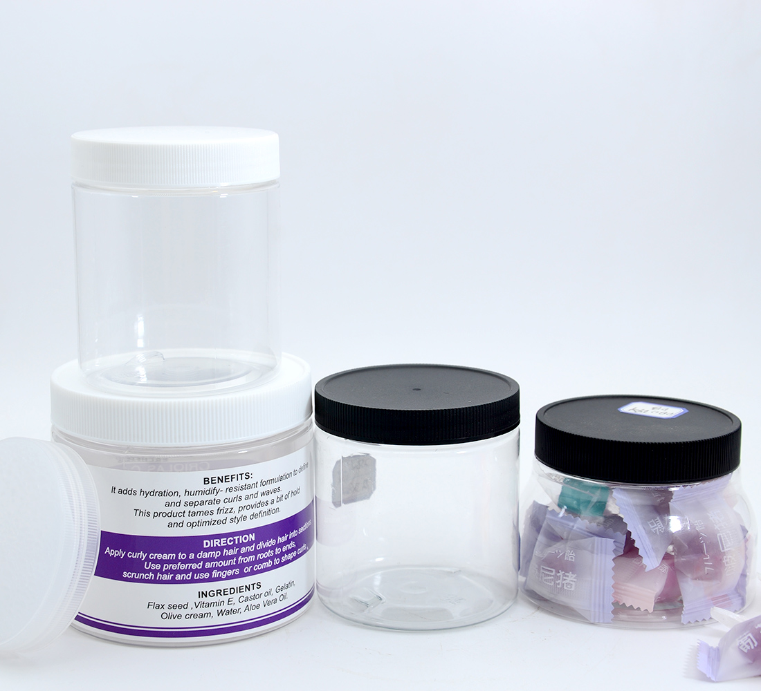 High tightness PET cookie candy skin care bottle custom label 16 oz large capacity butter jar with top lid