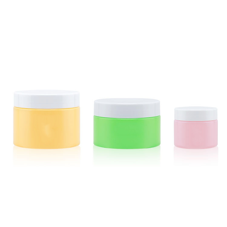 Pink Yellow Body Butter wide mouth screw cap plastic masque jar 50g 100 150 g PET makeup Bottle cream jar with lid gasket