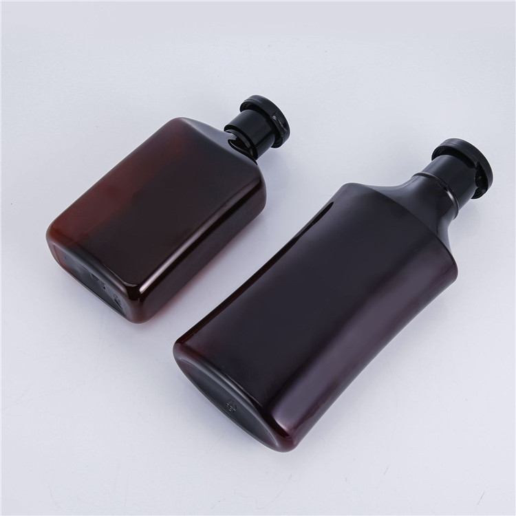 BPA Free 250ml 8oz Amber Brown Plastic PET Bottles Shampoo Body Lotion Hand Wash Bottles Squeeze Oblong Flat Oval Bottles