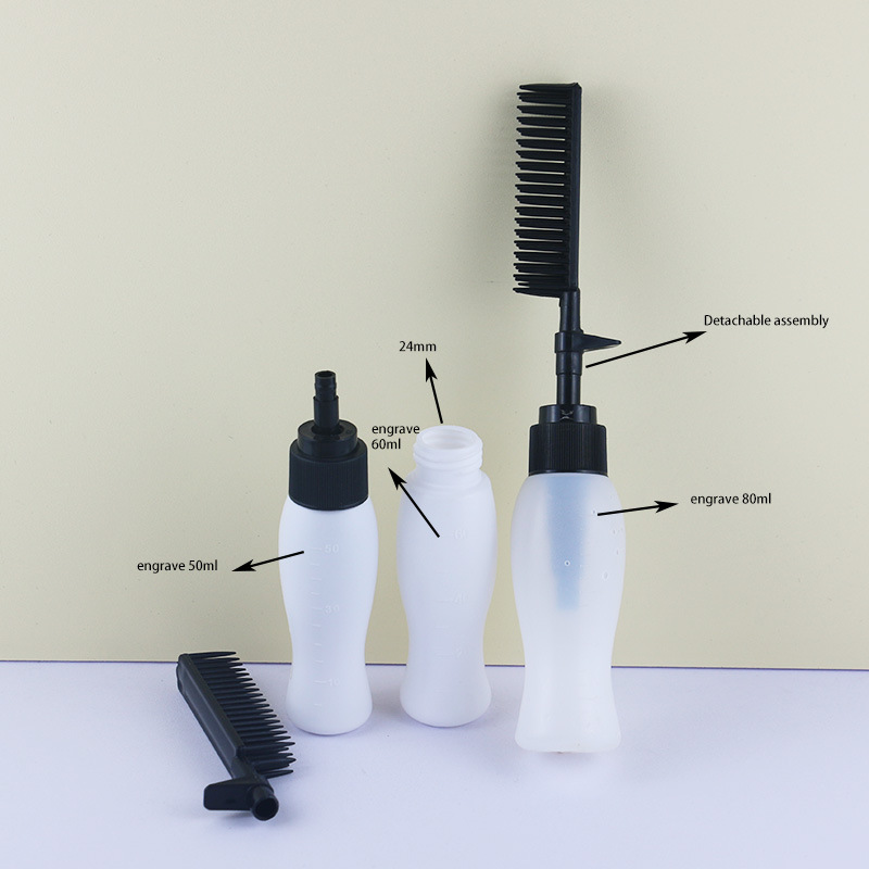 50ml 60ml 80ml 110ml 150ml Empty LDPE Soft Touch Salon Hair Oil Applicator Bottle for Hair with Comb Hair Dye Squeeze Dispenser
