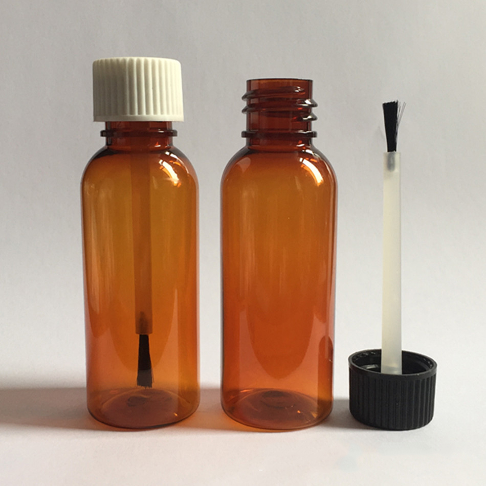 New Nail Polish plastic Bottle With Brush Essential Oil container 10ml 15ml 30ml clear customized logo and color with brush head