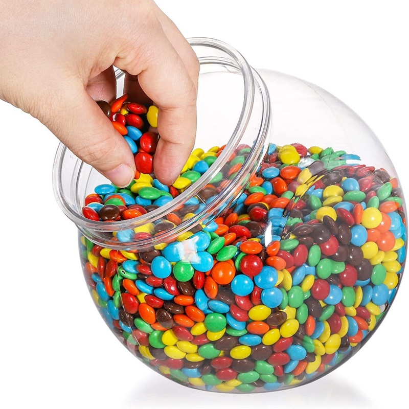 Wide Mouth Round Plastic Gummy Candy Packaging Jar Stackable Buffet Cookie Cotton Wedding Candy Container Snack Box with Lid