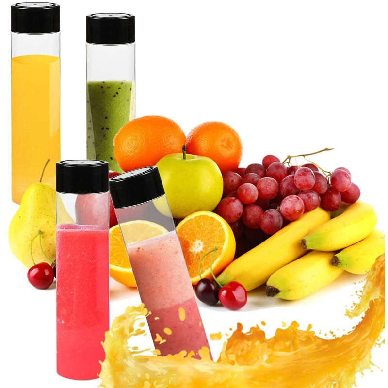 Cold Brew Tea Bottle 400ml Disposable Plastic PET Voss Water Fresh Juice Container Milk Tea Bottle Juicer with Pink Screw Cap