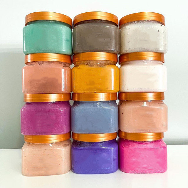 Luxury 500ml/16oz Shea Sugar Scrub Empty Jar for Lotions and Creams Whipped Body Butter Container Square Body Scrub Jar with Lid