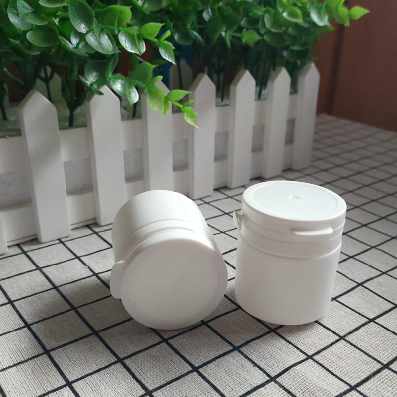 Empty white hdpe Chewing gum packaging container jar vitamin plastic bottle with pull ring cap