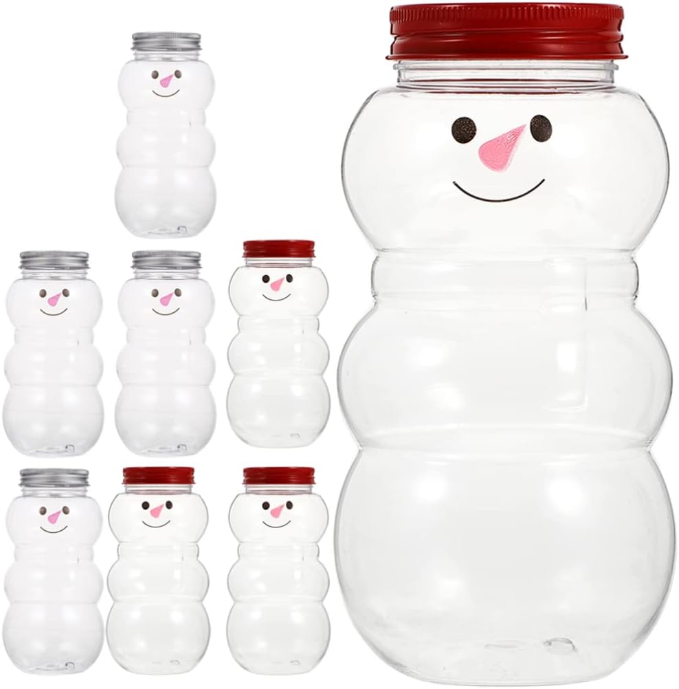 Gingerbread Man Drinking Bottle 300ml 500ml 16oz plastic juice packaging customize snowman bottle and Christmas tree bottle