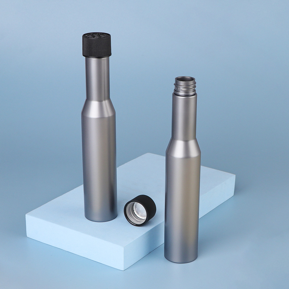 Long neck silver plastic bottle Synthetic Lubricant Oil Packaging 100ml 200ml Engine Oil bottle customize Logo And Packaging