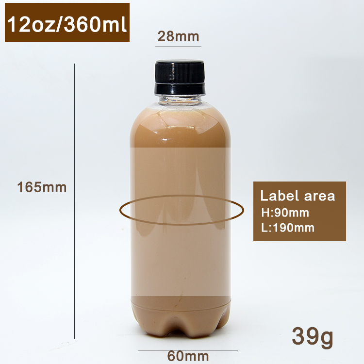 Hot selling 350ml 400ml 500ml food grade PET transparent juice plastic bottle 10oz 12oz 16oz beverage bottle