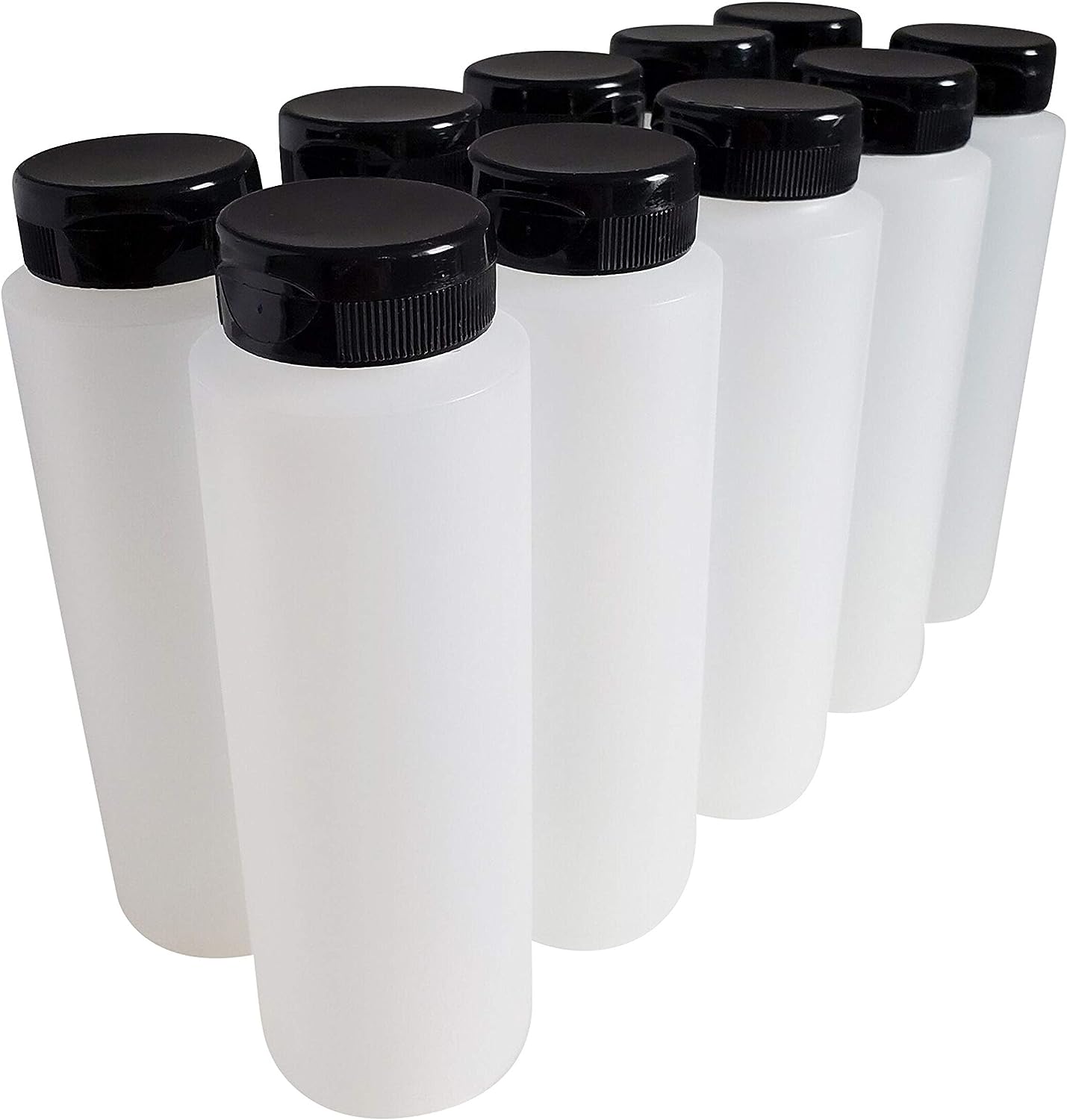 8oz 16oz LDPE Hot Sauce Squeeze Bottles with Black Flip Top Cap Condiment Honey Ketchup Syrup Dispenser Bottle Silicone Plastic