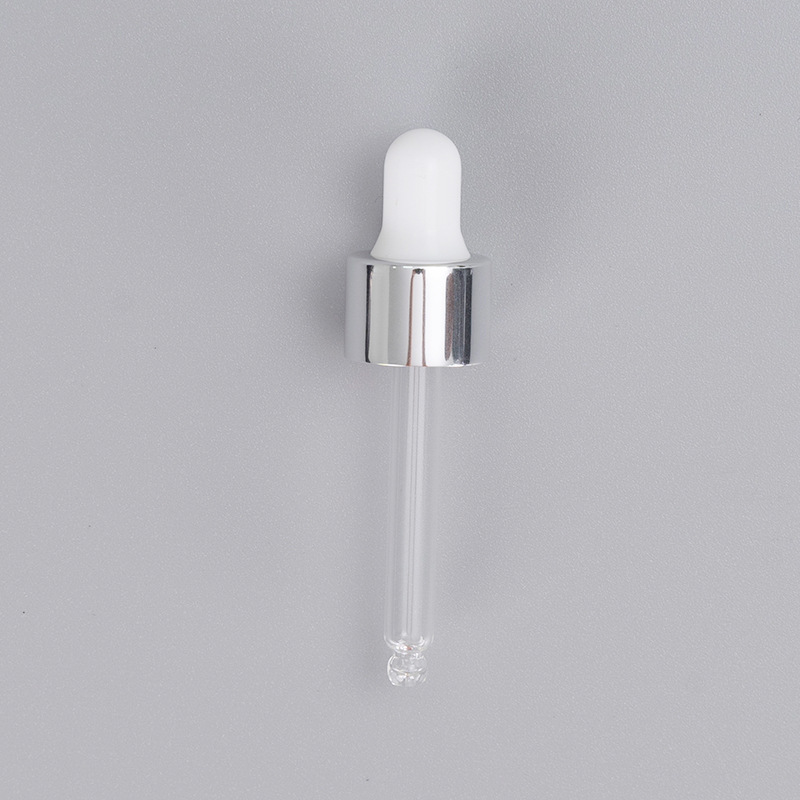 20/410 aluminum custom Silver glass dropper for Plastic and glass serum dropper bottle skin care packaging