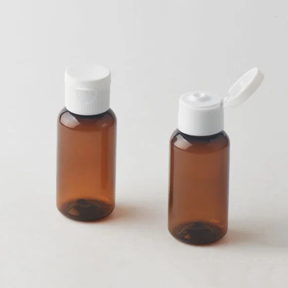 Amber Plastic Lotion Bottle Flip Top Cap Bottle Hotel Travel Size Mini Shower Gel Body Wash Toner PET Bottle 40ml 15ml 20ml 30ml