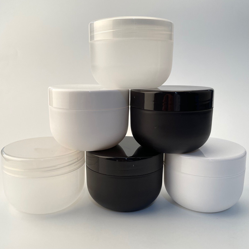 Empty white unguent jars cosmetic cream container with silver line 10ml 20ml 30ml 50ml 100ml 150ml 250ml 10g 30g 50g 1oz 3oz 8oz