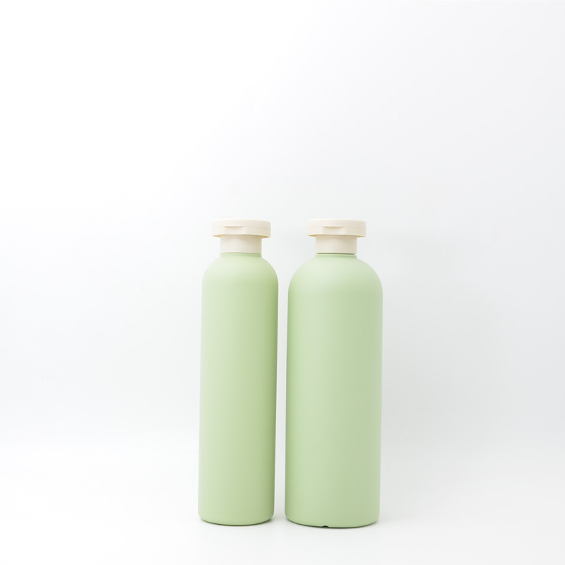 Luxury 500ml Frosted Matte Green Soft Touch Squeeze Hotel Shampoo Shower Gel Container HDPE Empty Plastic Bottle with Disc Cap