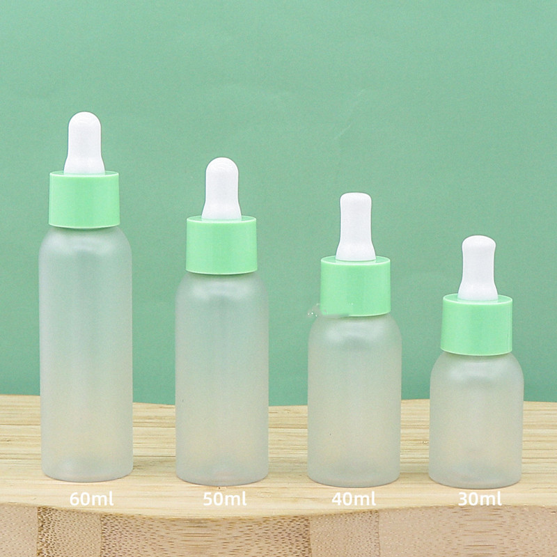 10ml 15ml 30ml 50ml 100ml Green Plastic Serum Bottle with Dropper for Hair Oil Packaging Applicator Essential Oil Bottle Luxury