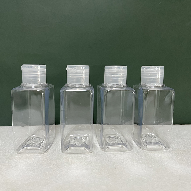 Small Capacity 50ml 100ml 150ml PET Square Rectangle Shampoo Spray Pump Lotion Bottle Cosmetic Travel Black Squeeze Bottle