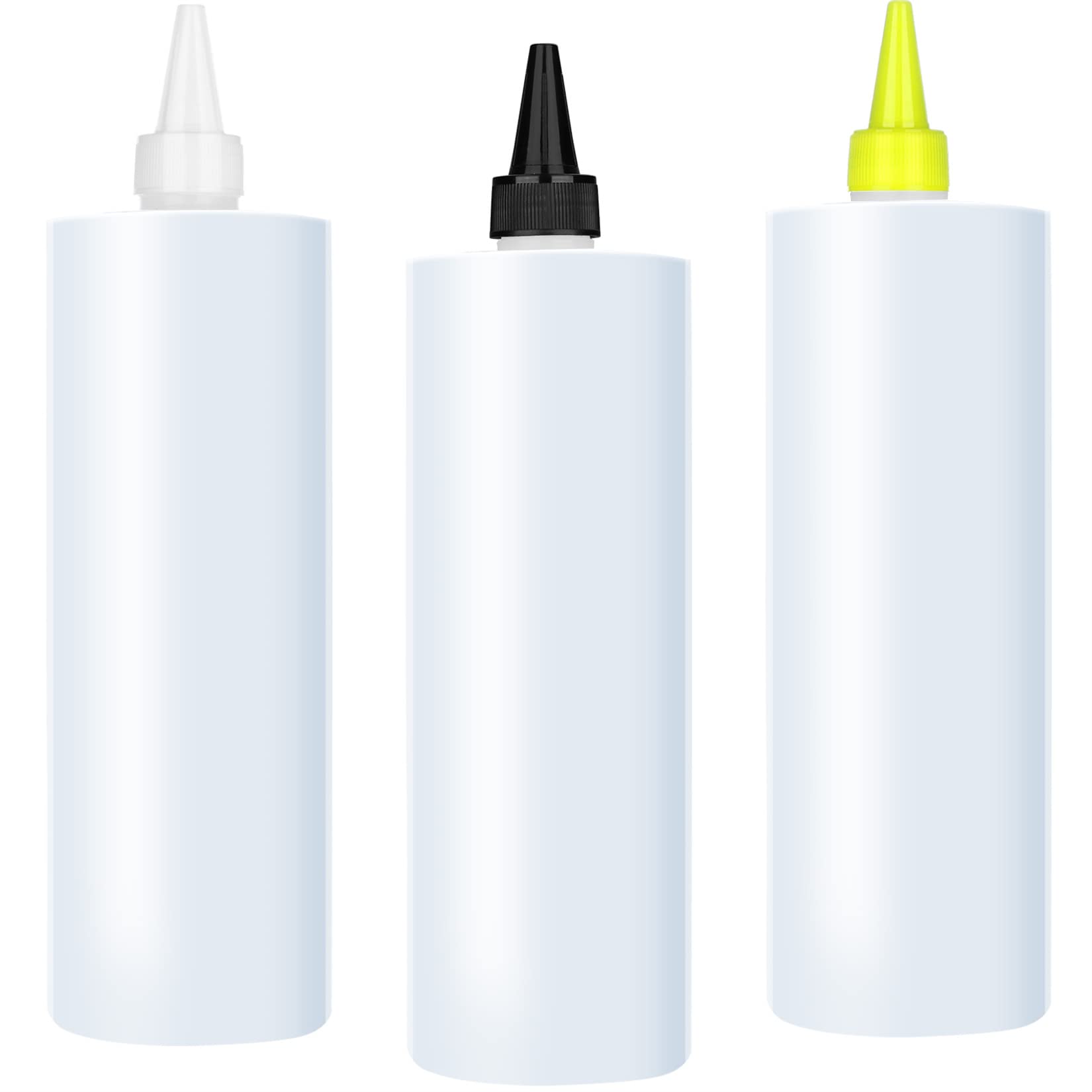 16oz 500ml Squeeze Bottles LDPE Plastic Bottles Natural Round Bottles with Yorker Spout Red Caps Tips