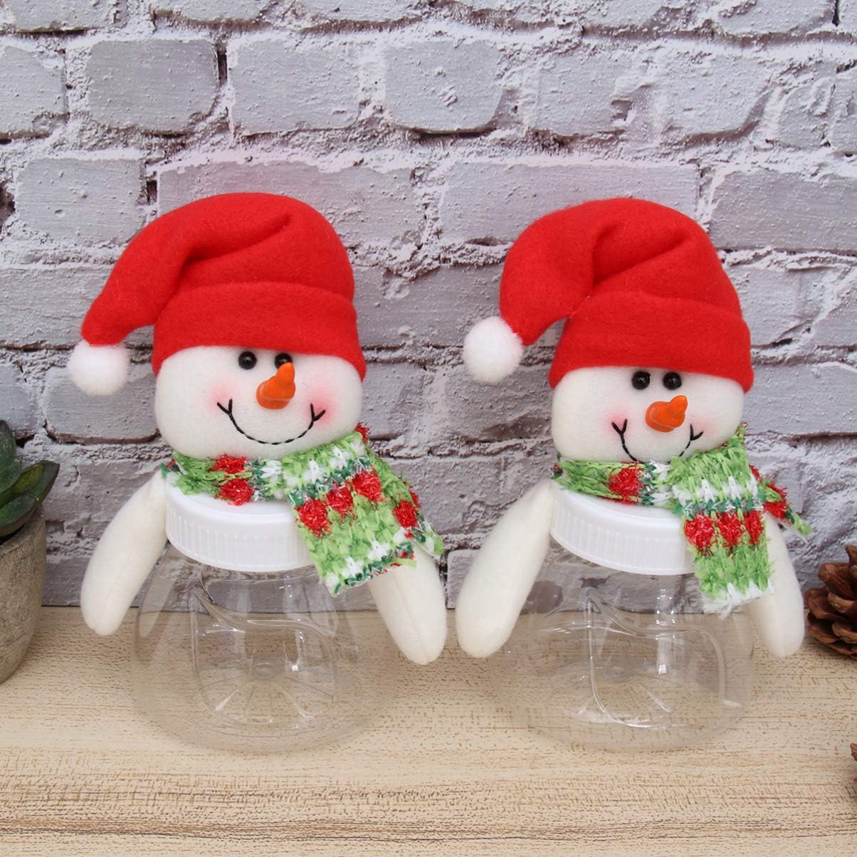 Cute Christmas Candy Jar 100ml 200ml 300ml  Santa Snowman Plush Decoration Mini Bottle Plastic Juice Snack Can Christmas Gift