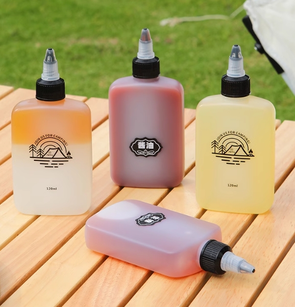 salad sauce plastic dispensing condiment sauce squeeze bottle with Silicone Funnel and Pen
