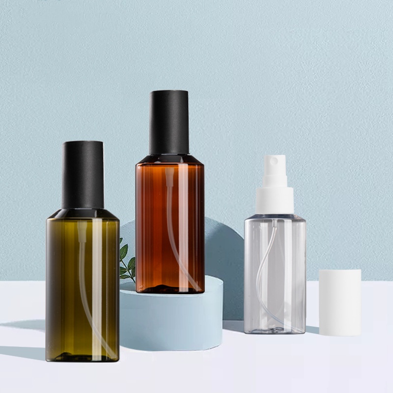 Custom Hair Dark Amber Spray Bottle Perfume 100ml 150ml 200ml Plastic Matte Black Makeup Setting Frosted Spray Bottle Fine Mist