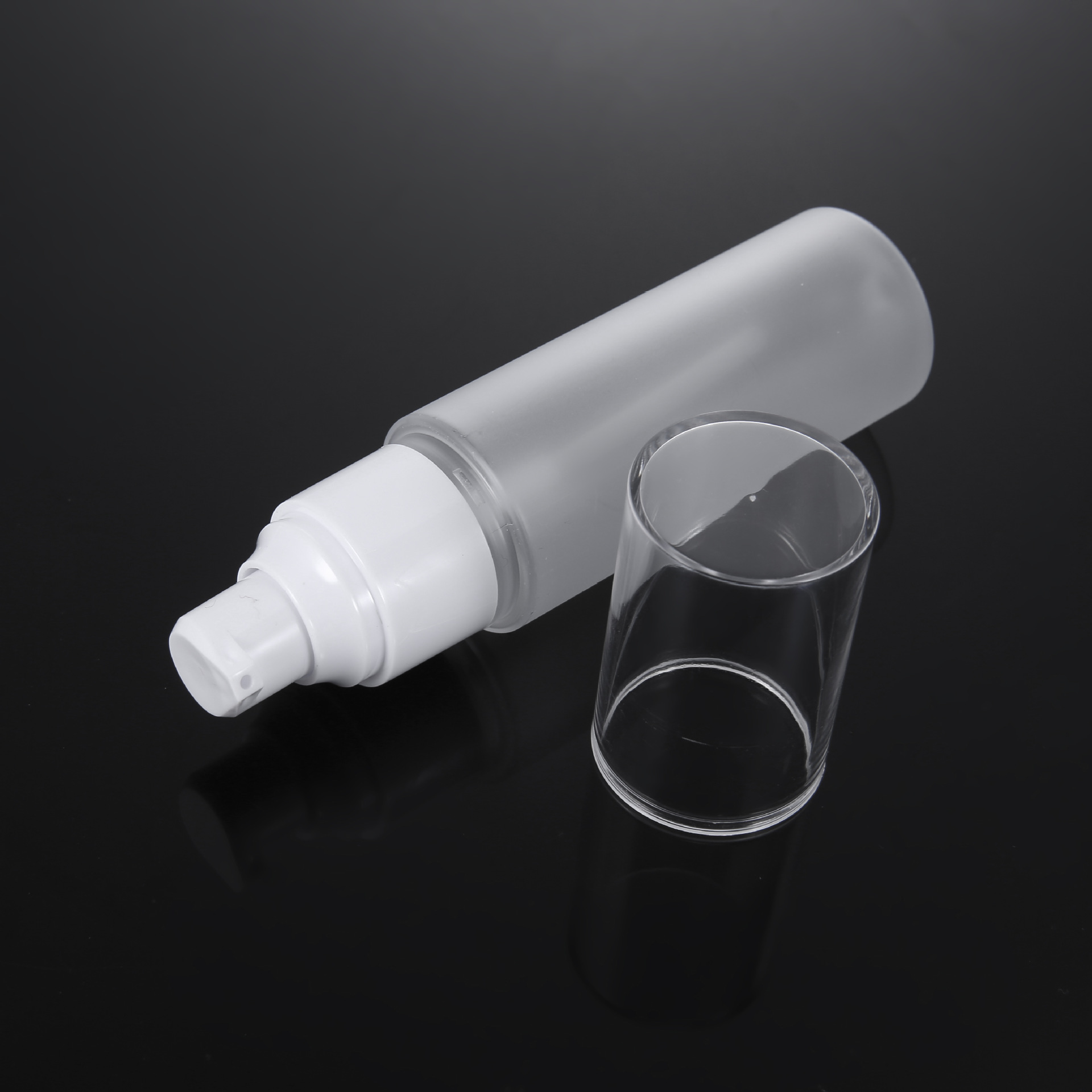 Custom Logo Printing Color Transparent Frosted 40ml 60ml 80ml Cosmetic Lotion Serum Face Cream Pump Spray Bottle with Cover