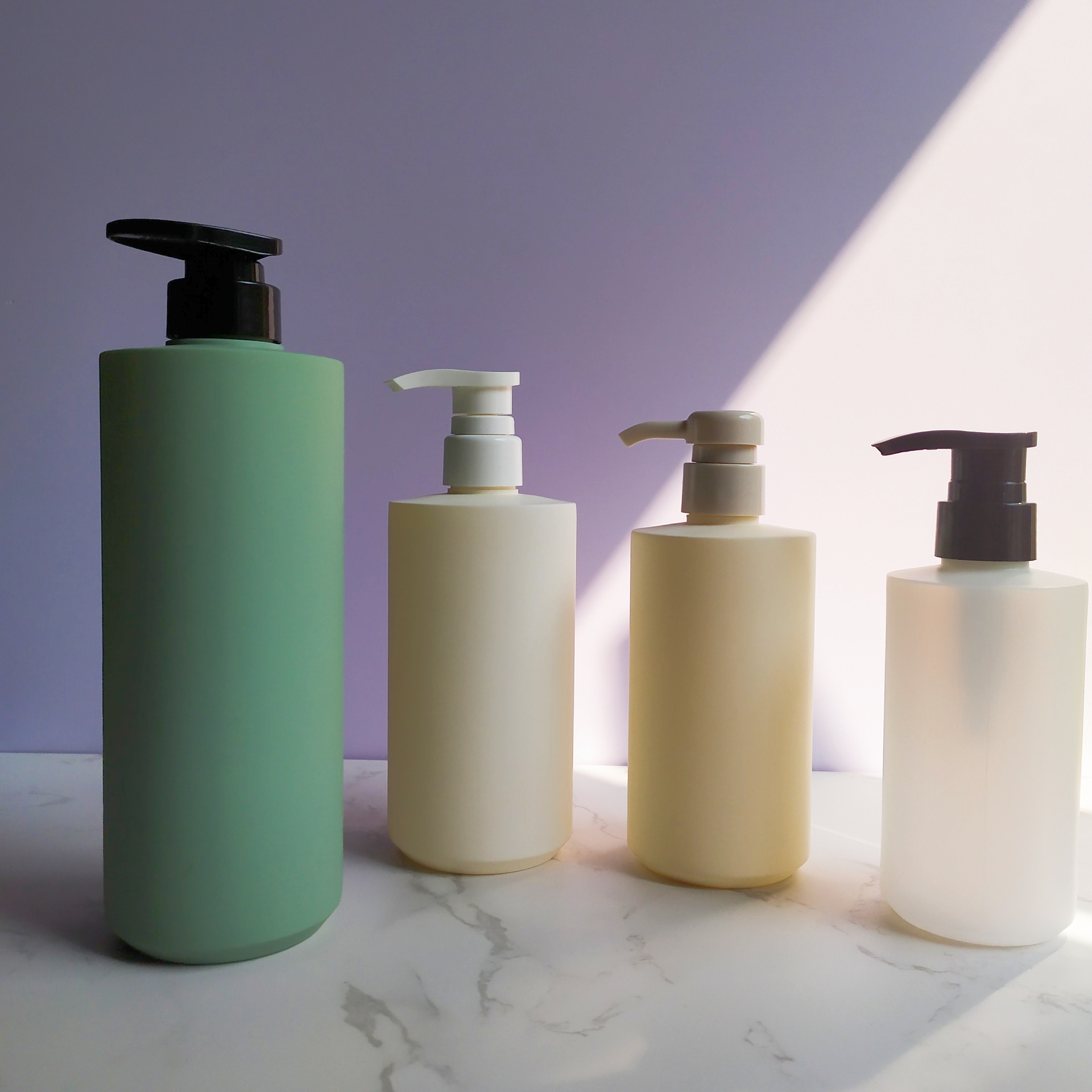 Matte 250ml 300ml 450ml 500ml HDPE Round Cylinder Body Lotion Shampoo Bottle With Flip Top Cap Shower Gel Dispenser Pump bottle