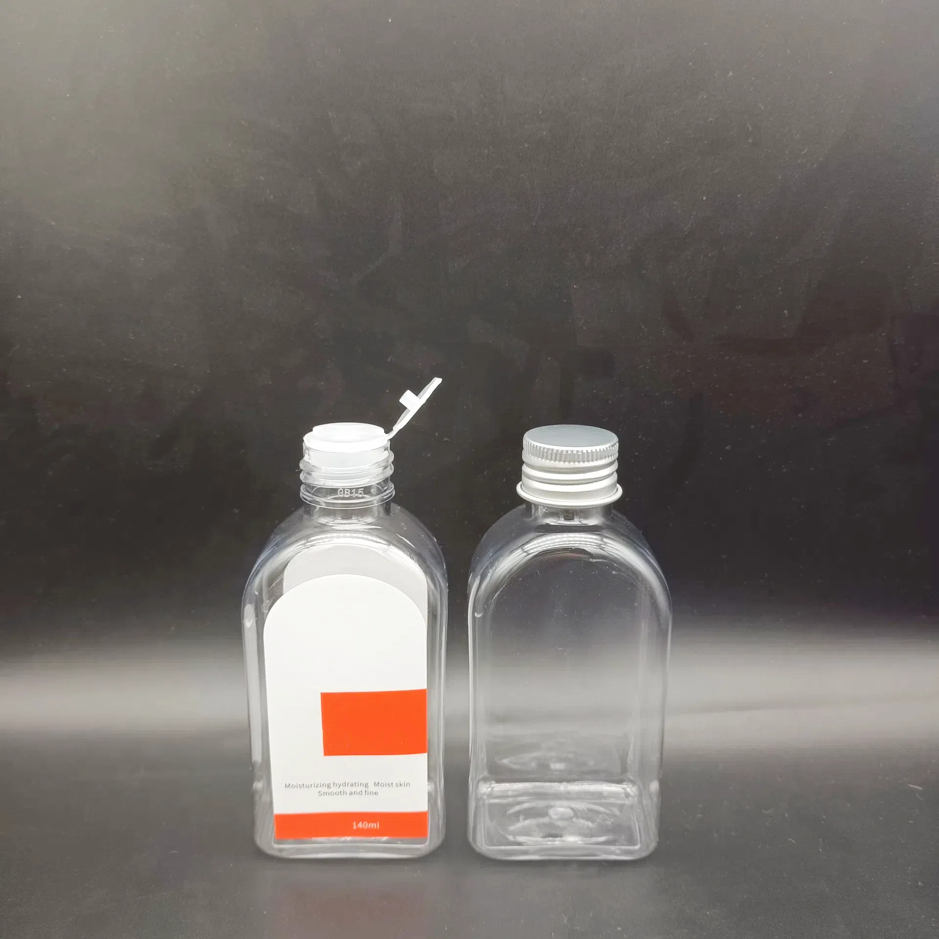 Custom Label Flat Square PET Plastic Skin Care Glycerin Bottle Aluminum Cap Nese Clear Essential Oil Packaging Bottle 120ml 4oz