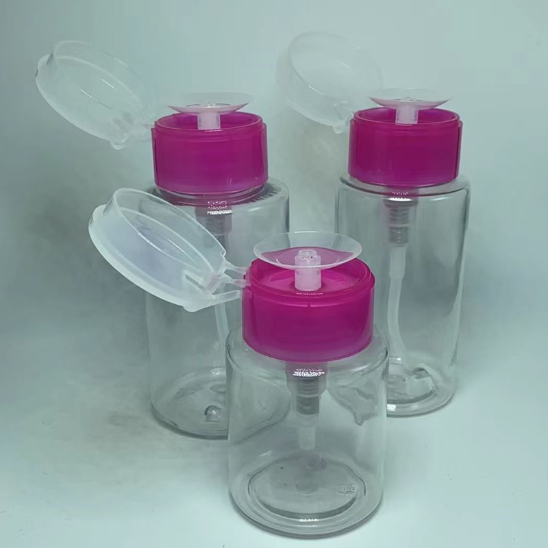 Push Down Empty Lockable Facial Toner Bottle Make Up Remove Bottle Pump Dispenser Bottle for Nail Polish
