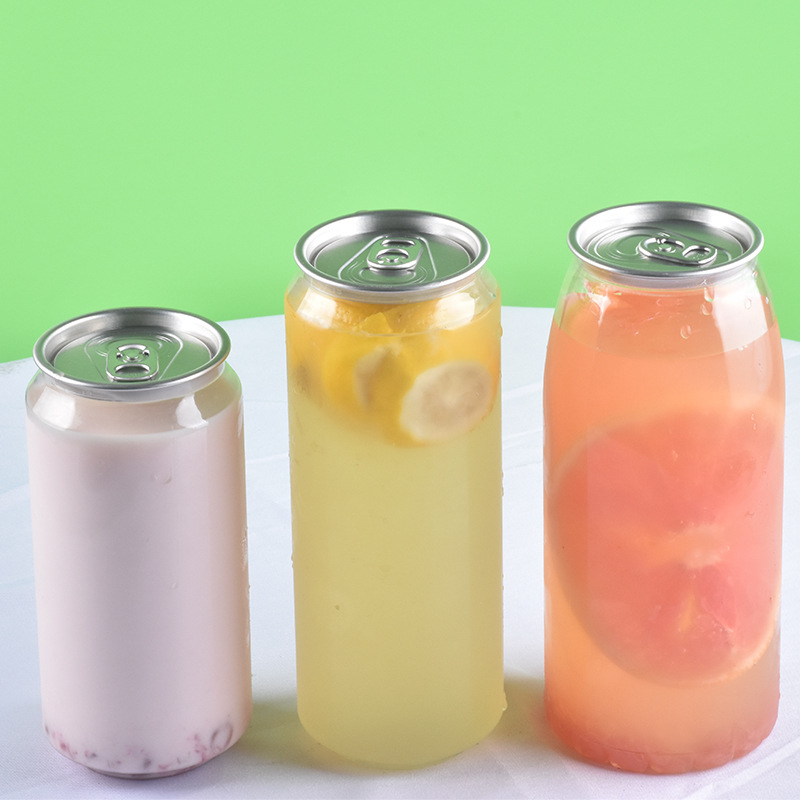 Custom package 330ml 500ml 700ml PET PP Soft Drink Can Empty Plastic Clear Soda Beverage Can with smart filling machine