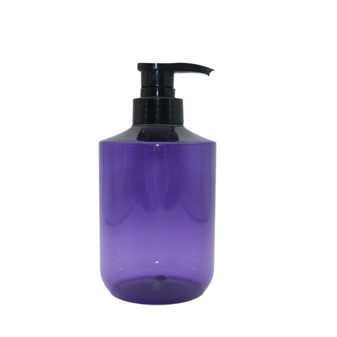 Home Hotel 500ml 750ml shampoo bottles wholesale PET Plastic Empty Lotion Bottle Purple Body Wash Shower Gel Bottle with Pump