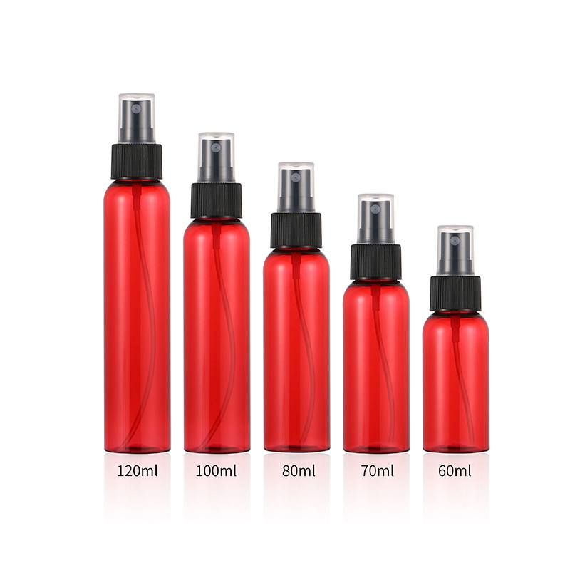 Travel Size 50ml 60ml 80ml 100 ml 120ml Amber Color PET Plastic fine mist hand sanitizing fragrance perfume body spray bottle