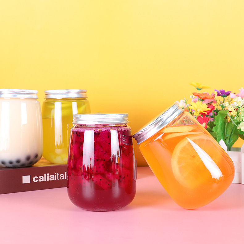 12Oz Wide Mouth Smoothie Bottle with 12mm Straw Hole Leakproof Plastic U Shape Round Drink Boba Cup Bubble Tea Cup