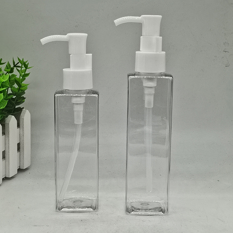 100ml 120ml 150ml 200ml PET customized package Plastic Cosmetic Lotion Cleansing Oil matte round square Bottles with lock Pump